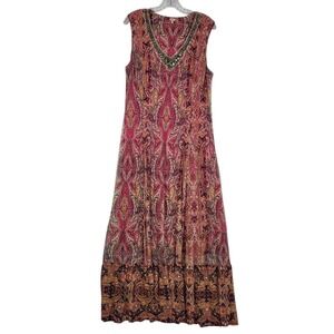 Reba Maxi Dress Women's XL Sequined V Neck Sleeveless Boho Hippie Paisley